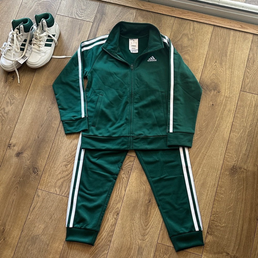 Adidas Forest Green Tracksuit with White Accents